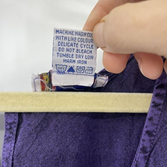 Vintage Just Cruising Midi Dress Womens 1X Purple Ruffles Pleated Embroidered - Picture 4 of 13